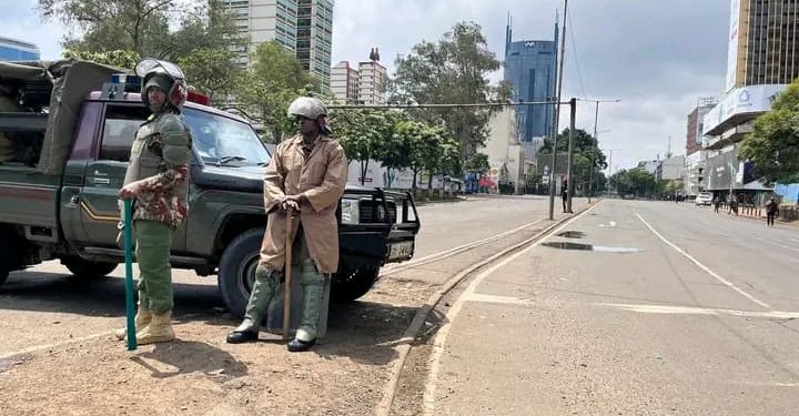 Mu mujyi rwagati wa Nairobi byari byakaze kubera imyigaragambyo.