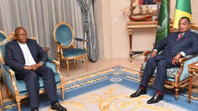 Karidinali Fridolin Ambongo yagiranye ibiganiro na Perezida Denis Sassou-Nguesso ku kibazo cy’umutekano n’imvururu za politiki muri Congo
